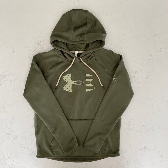 Under Armour Storm 1 Hooded Fleece Lined Sweatshirt Kangaroo Pouch Green Sz S - Picture 1 of 11